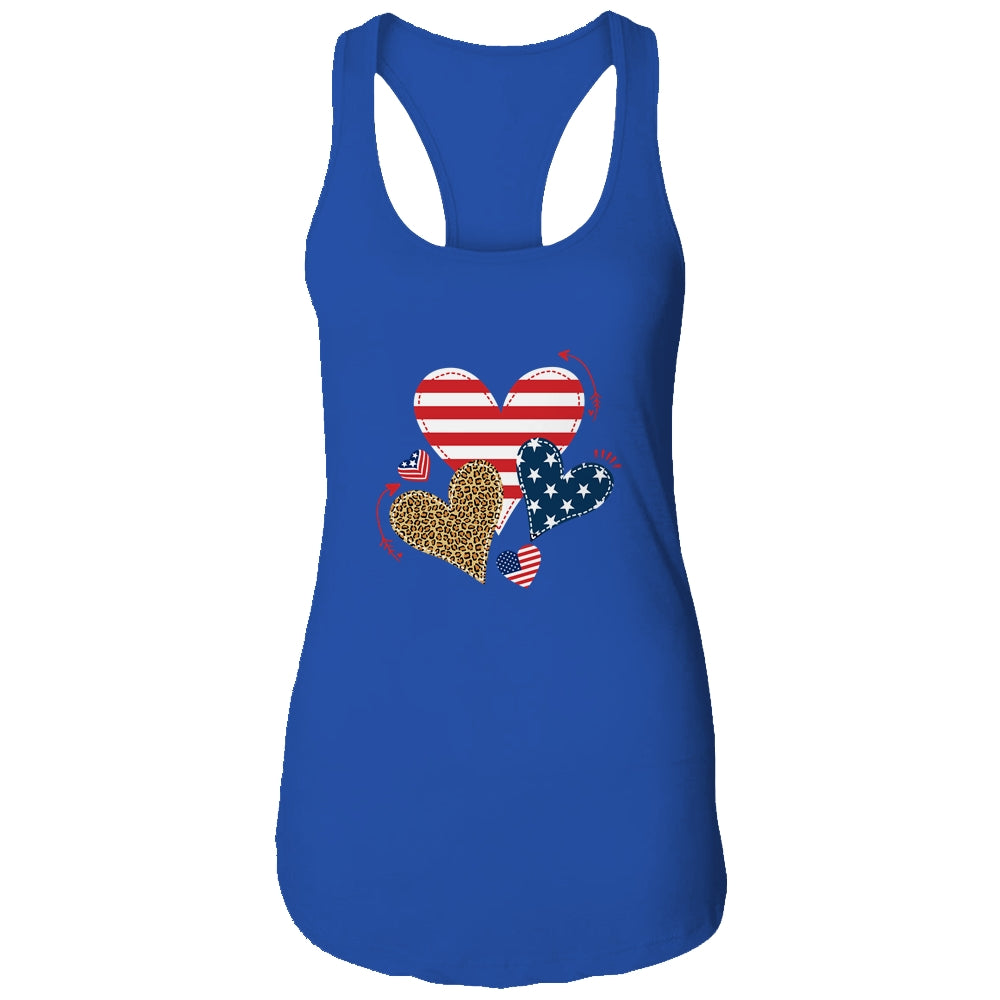 Leopard American Flag Hearts Cute 4Th Of July For Women Shirt & Tank Top | siriusteestore