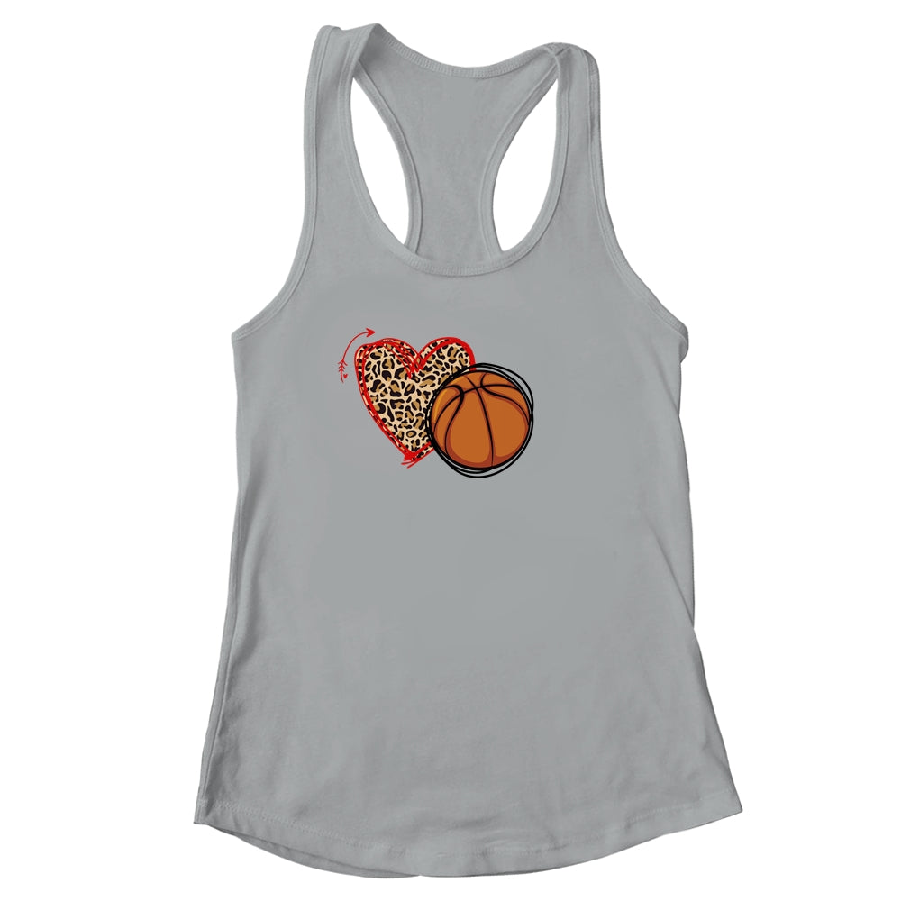 Leopard Basketball Love Heart Basketball Lover Basketball Season Shirt & Tank Top | siriusteestore