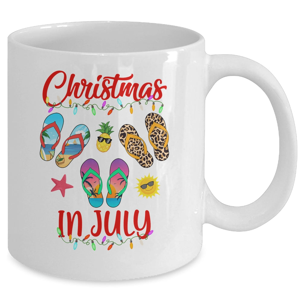 Leopard Flip Flop Christmas In July Xmas Summer Lover Mug | siriusteestore