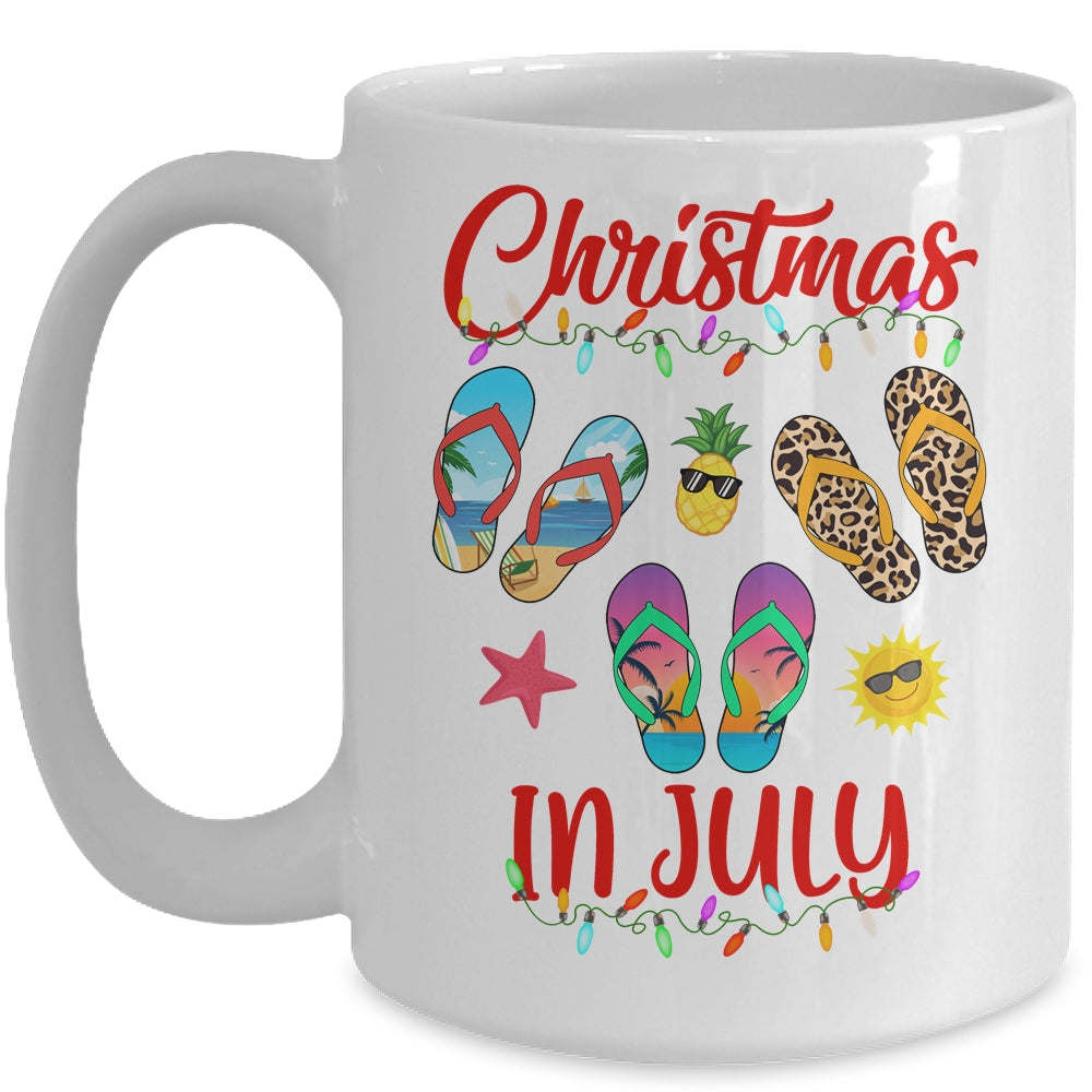 Leopard Flip Flop Christmas In July Xmas Summer Lover Mug | siriusteestore