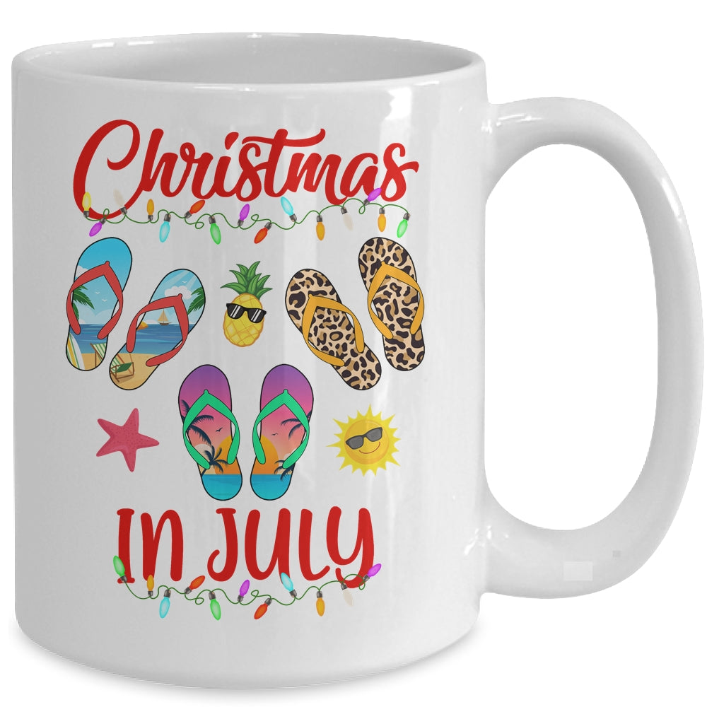 Leopard Flip Flop Christmas In July Xmas Summer Lover Mug | siriusteestore