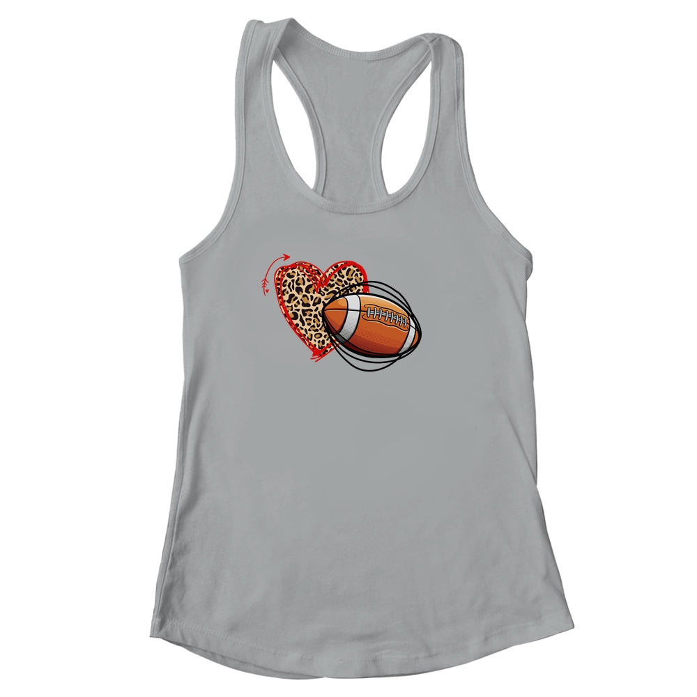 Leopard Football Love Heart Football Lover Football Season Shirt & Tank Top | siriusteestore