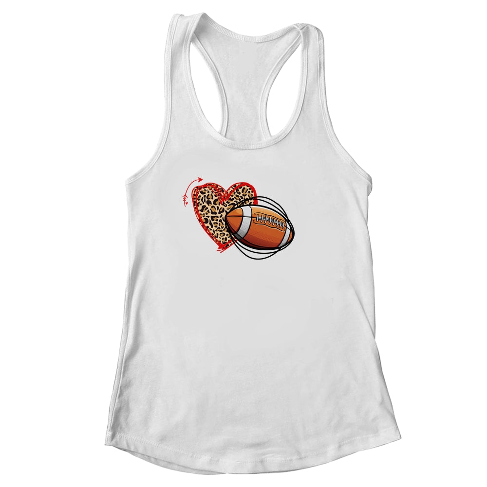 Leopard Football Love Heart Football Lover Football Season Shirt & Tank Top | siriusteestore