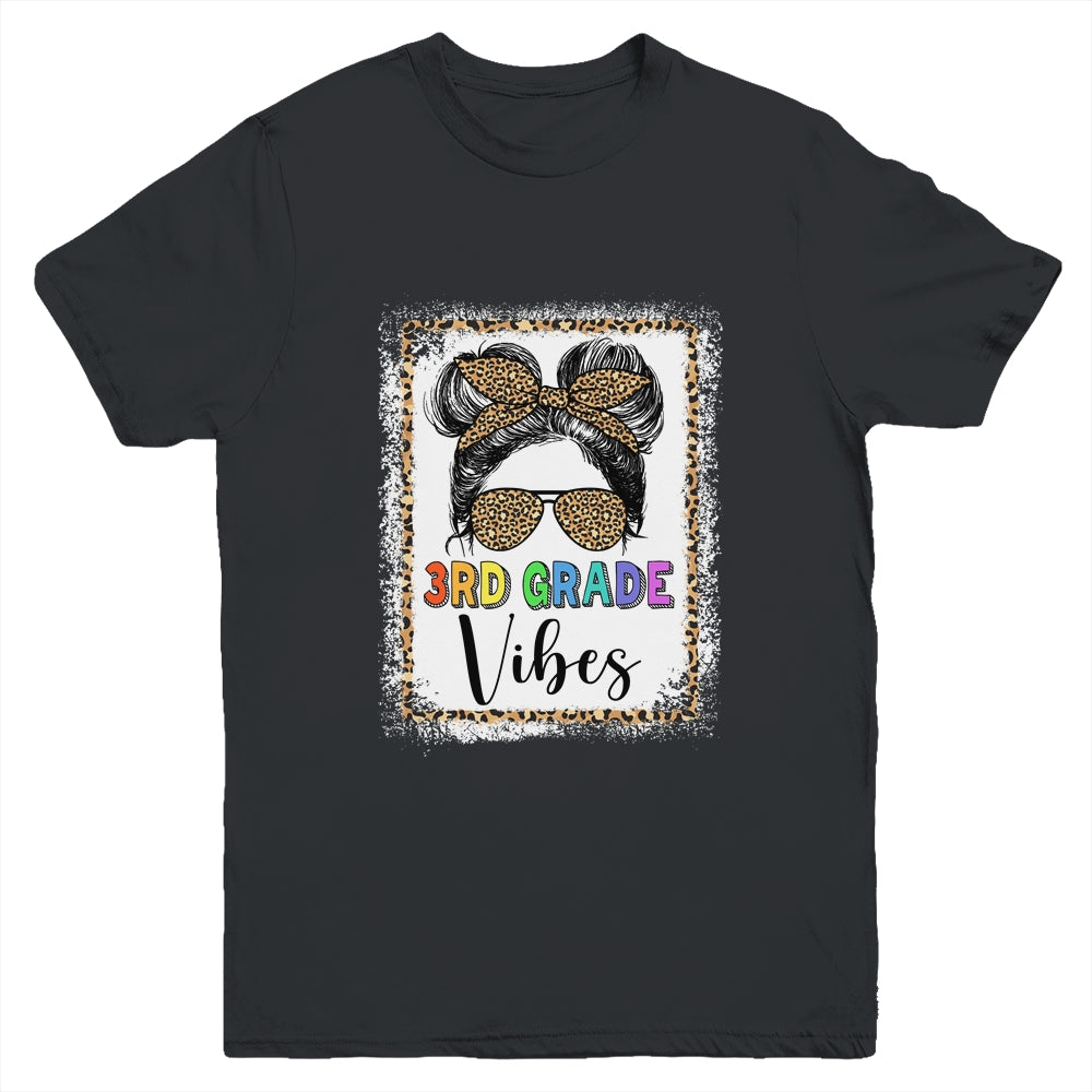 Leopard Messy Bun Bleached Girls 3rd Grade Back To School Youth Shirt | siriusteestore