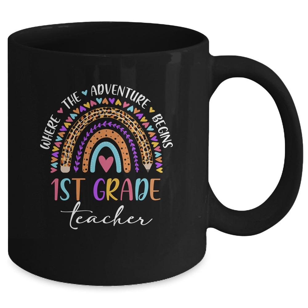 Leopard Rainbow 1st Grade Teacher Where The Adventure Begins Mug | siriusteestore
