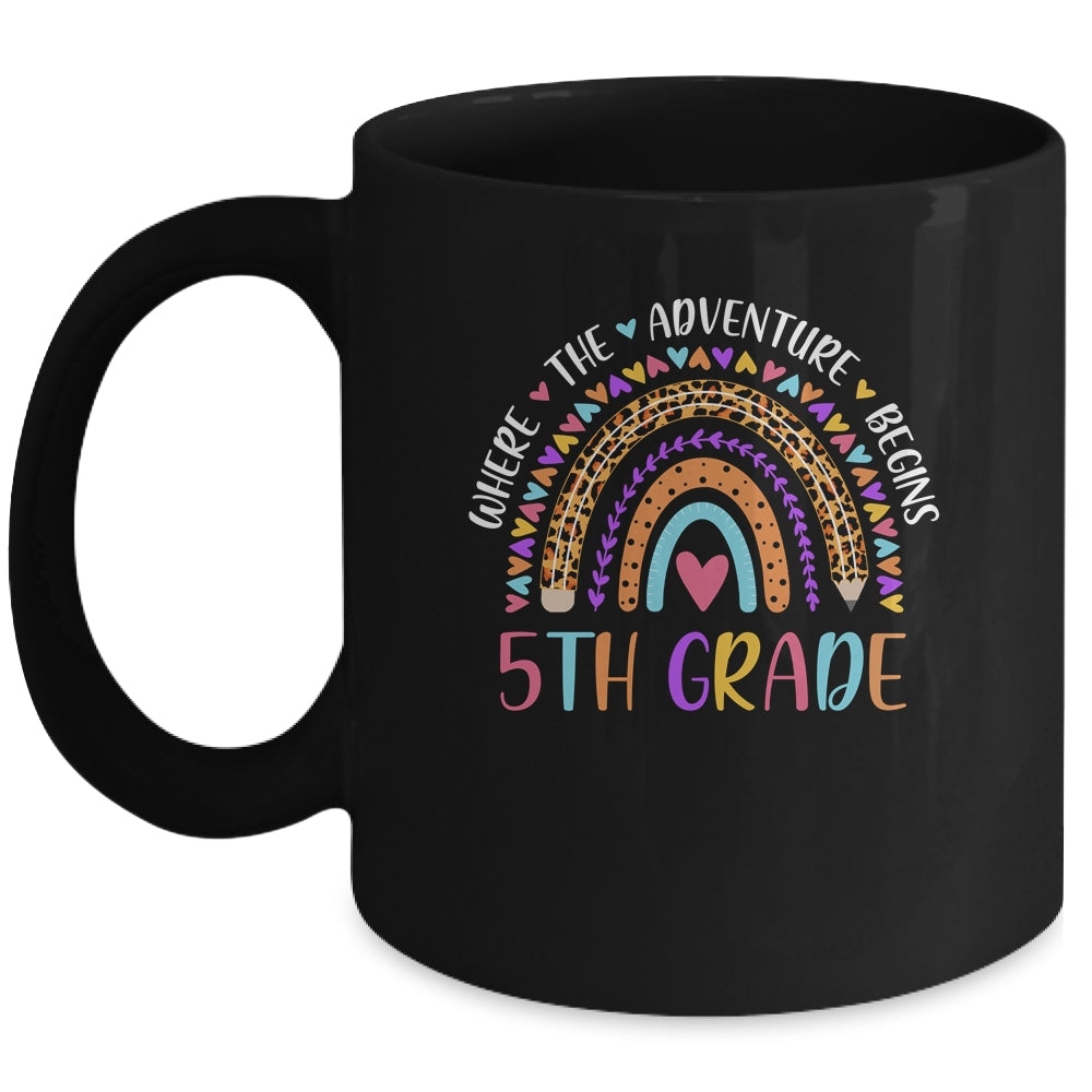 Leopard Rainbow 5th Grade Kids Where The Adventure Begins Mug | siriusteestore