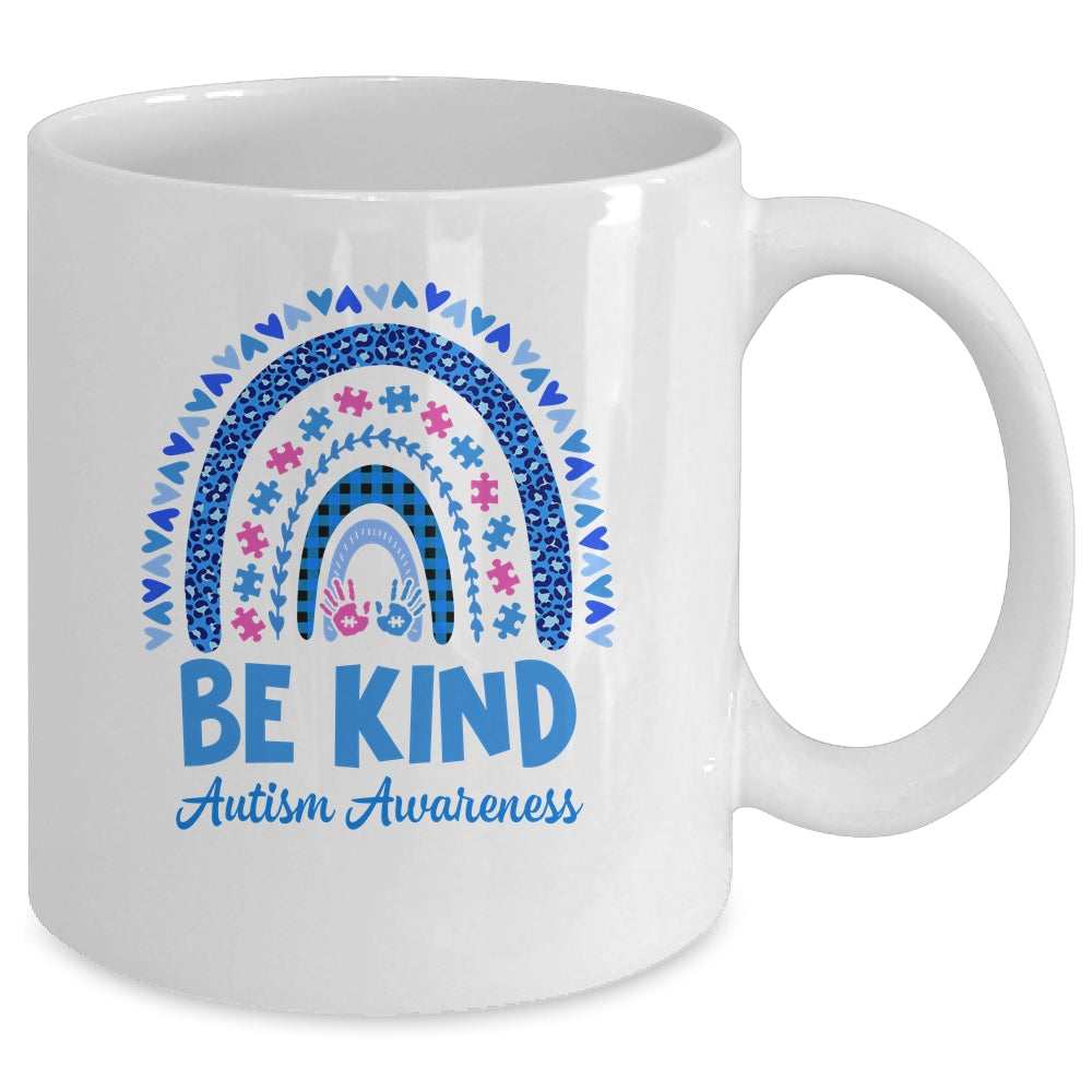 Leopard Rainbow Be Kind Autism Awareness Month Hand Mug | siriusteestore