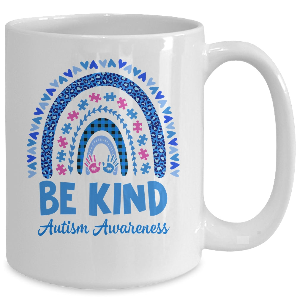 Leopard Rainbow Be Kind Autism Awareness Month Hand Mug | siriusteestore