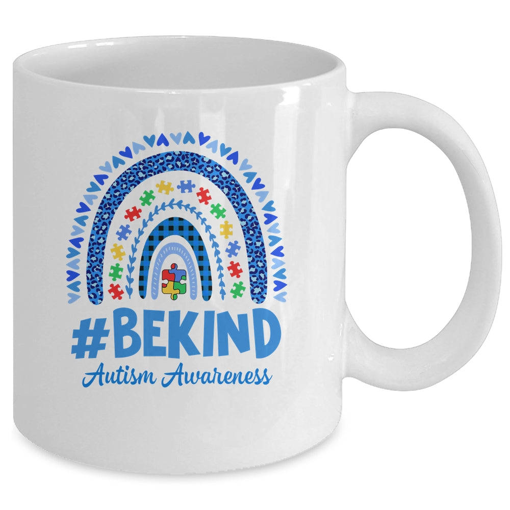 Leopard Rainbow Be Kind Autism Awareness Month Puzzle Mug | siriusteestore