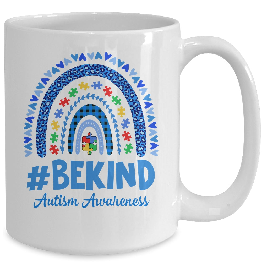 Leopard Rainbow Be Kind Autism Awareness Month Puzzle Mug | siriusteestore