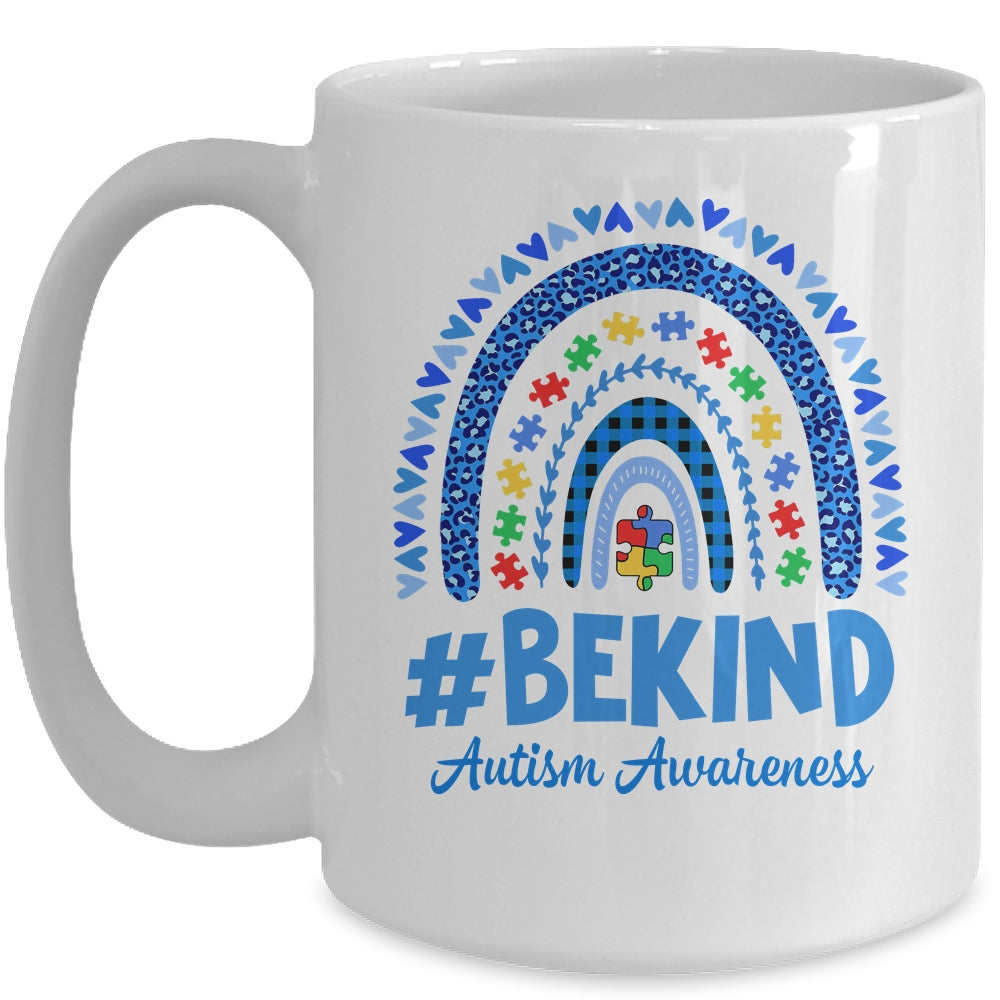 Leopard Rainbow Be Kind Autism Awareness Month Puzzle Mug | siriusteestore
