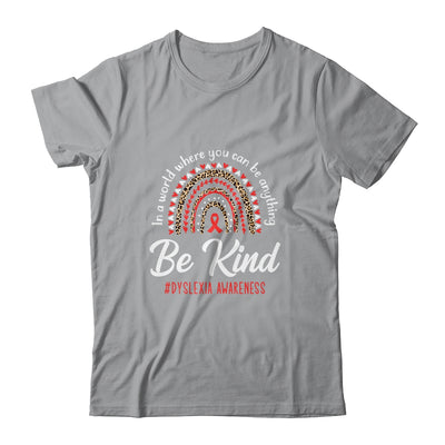 Leopard Rainbow Be Kind Red Ribbon Dyslexia Awareness Shirt & Tank Top | siriusteestore