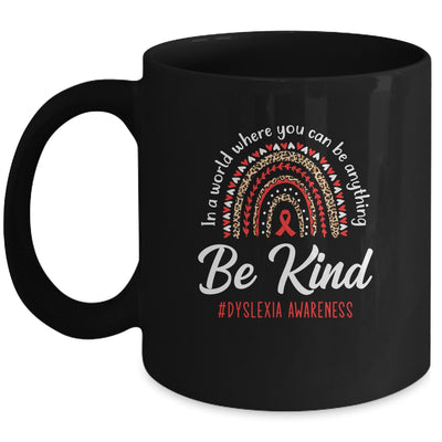 Leopard Rainbow Be Kind Red Ribbon Dyslexia Awareness Mug | siriusteestore