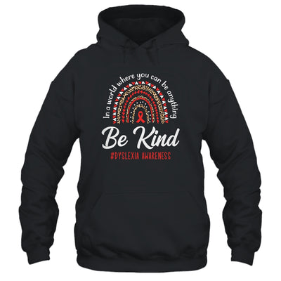 Leopard Rainbow Be Kind Red Ribbon Dyslexia Awareness Shirt & Tank Top | siriusteestore