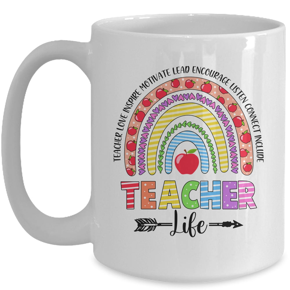 Leopard Rainbow Teacher Life Teaching Last Day Of School Mug | siriusteestore