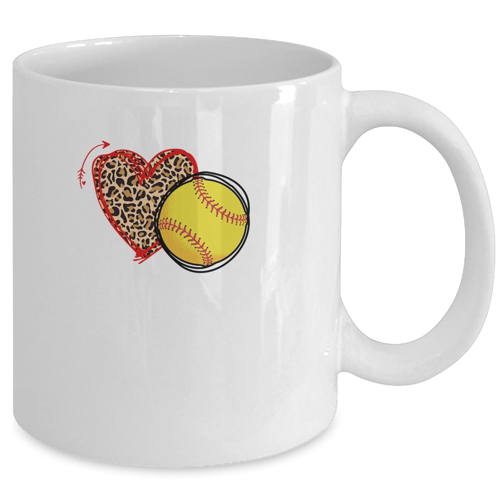 Leopard Softball Love Heart Softball Lover Softball Season Mug | siriusteestore