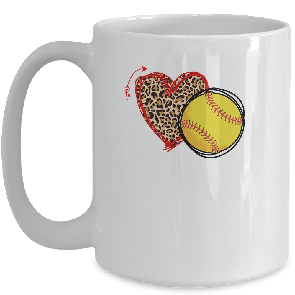 Leopard Softball Love Heart Softball Lover Softball Season Mug | siriusteestore