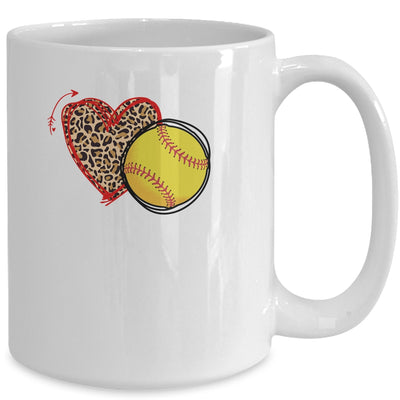 Leopard Softball Love Heart Softball Lover Softball Season Mug | siriusteestore