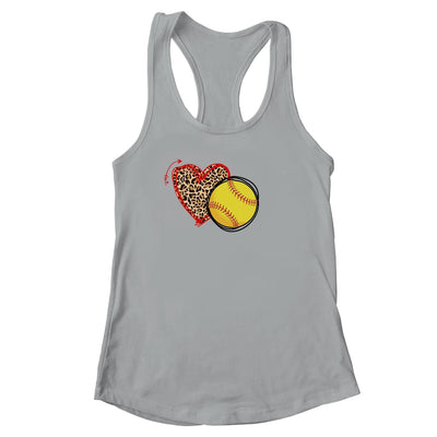 Leopard Softball Love Heart Softball Lover Softball Season Shirt & Tank Top | siriusteestore