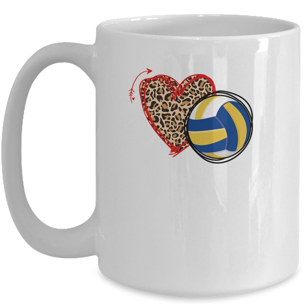 Leopard Volleyball Love Heart Volleyball Lover Volleyball Season Mug | siriusteestore