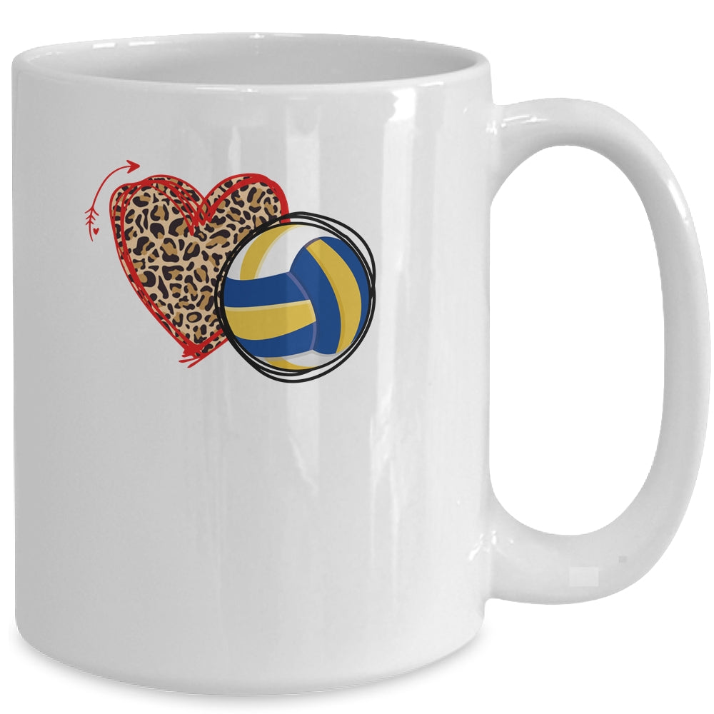 Leopard Volleyball Love Heart Volleyball Lover Volleyball Season Mug | siriusteestore