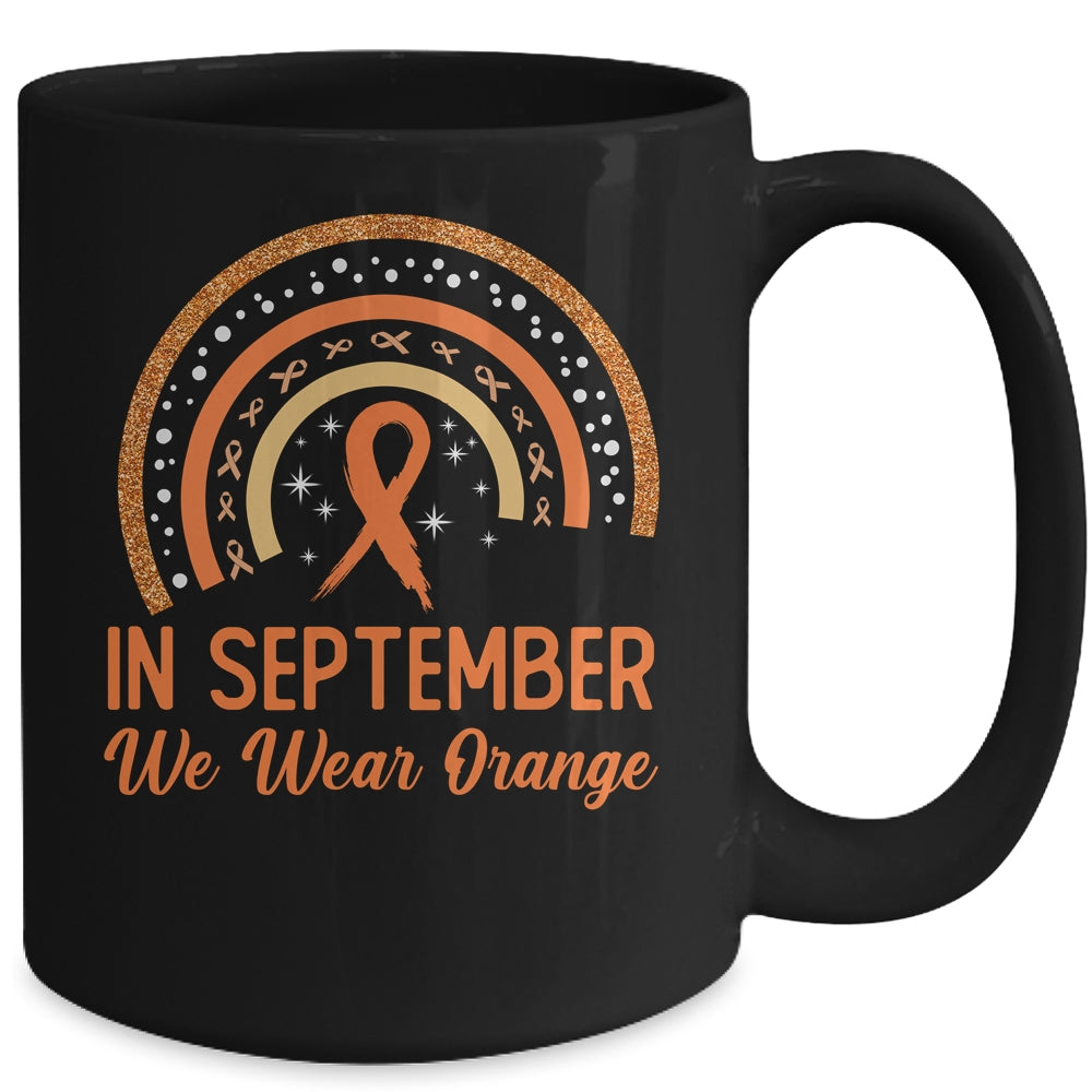 Leukemia Awareness In September We Wear Orange Rainbow Mug | siriusteestore