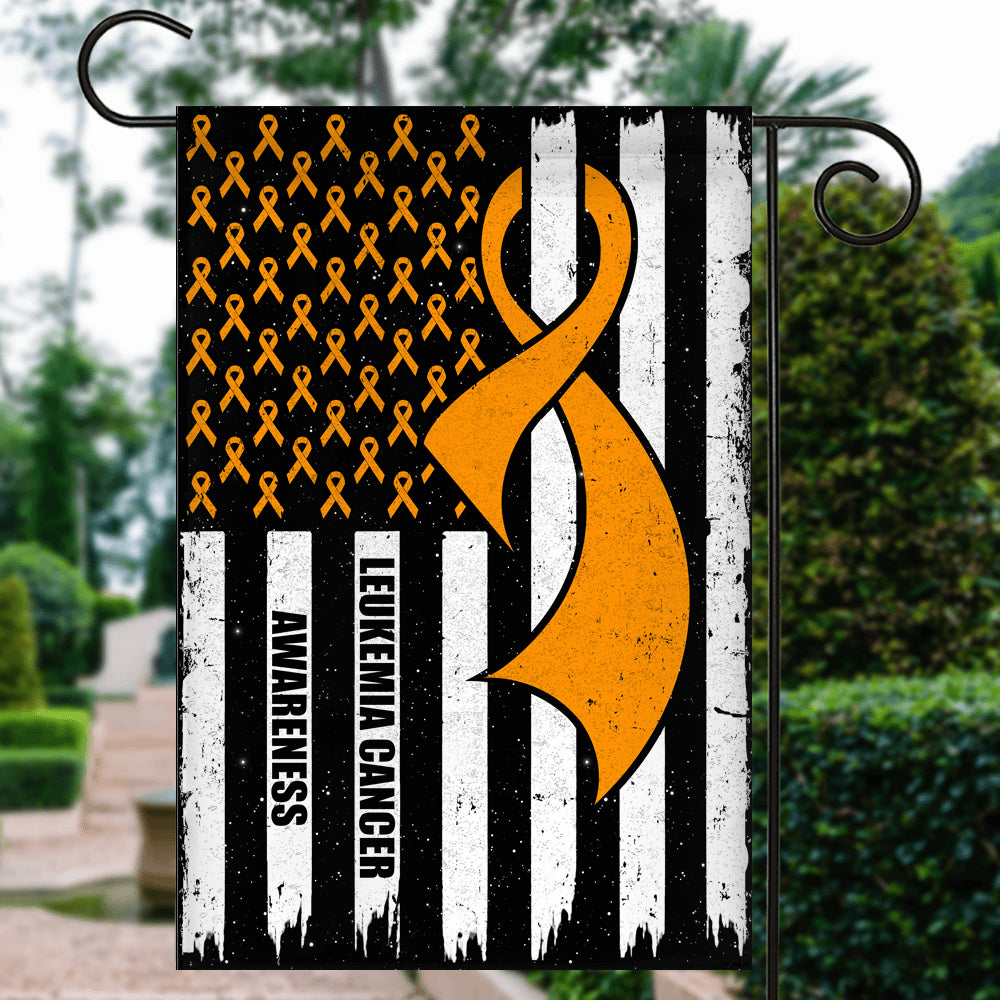Leukemia Cancer Awareness America Flag Orange Ribbon | siriusteestore