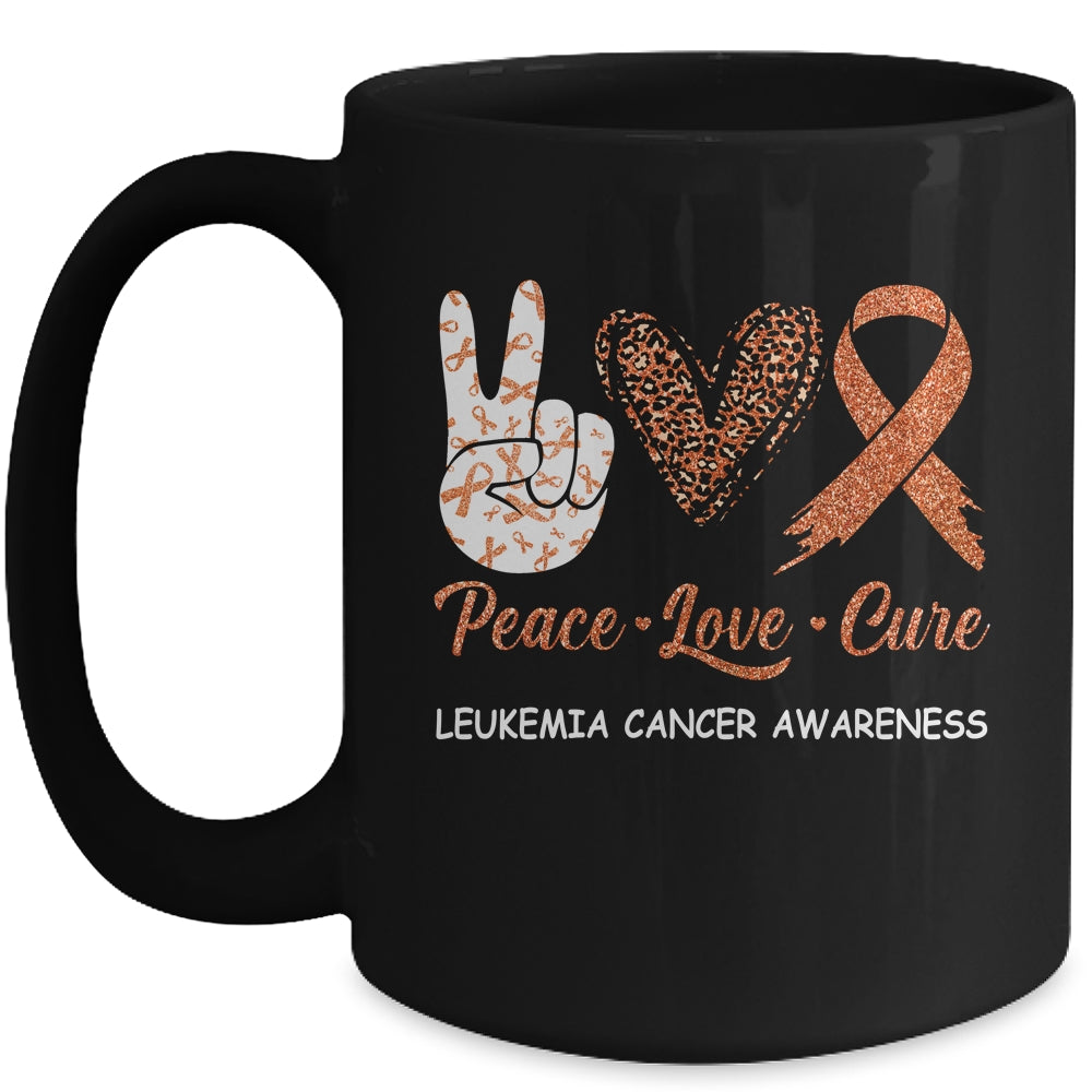 Leukemia Cancer Awareness Peace Love Cure Leopard Mug | siriusteestore