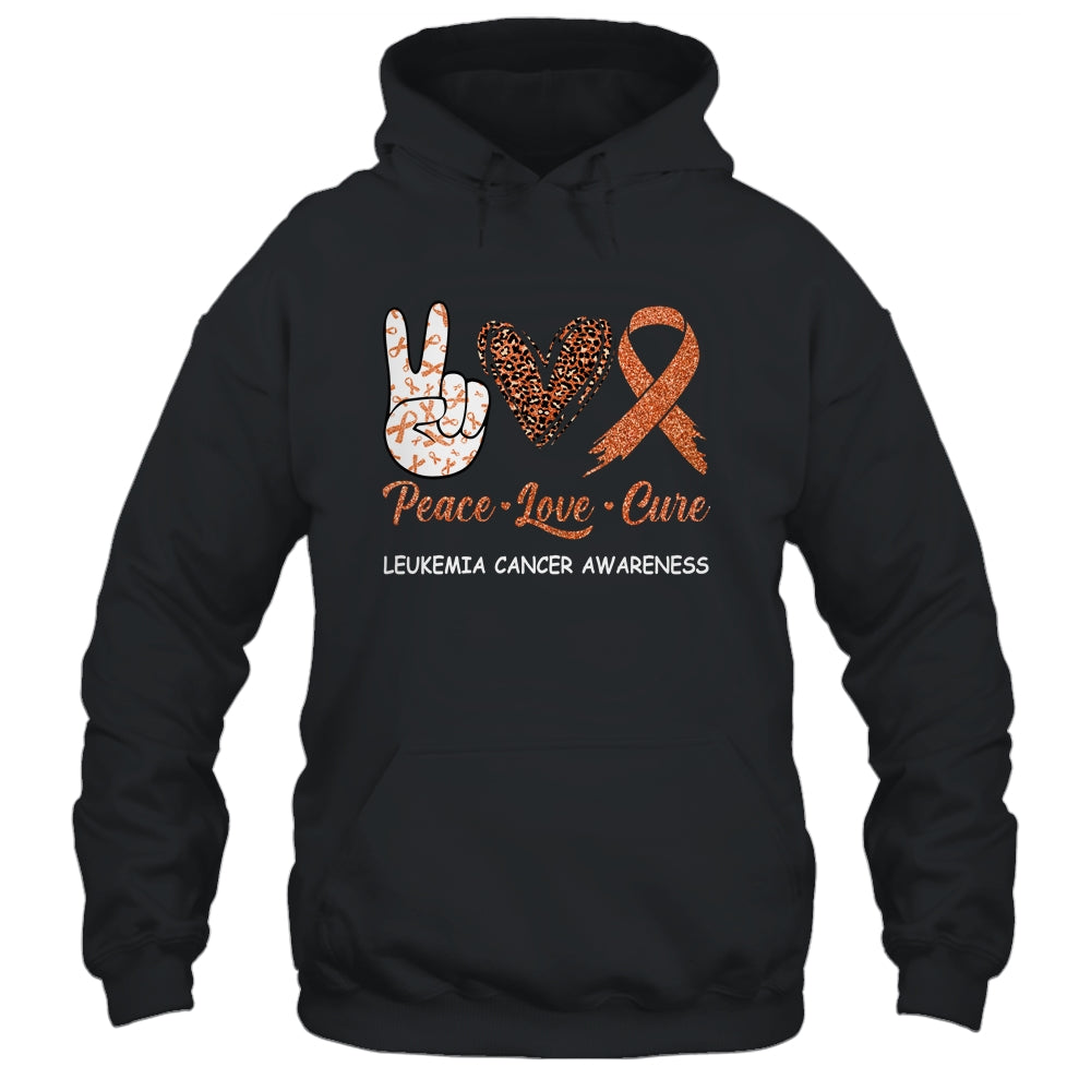 Leukemia Cancer Awareness Peace Love Cure Leopard Shirt & Hoodie | siriusteestore