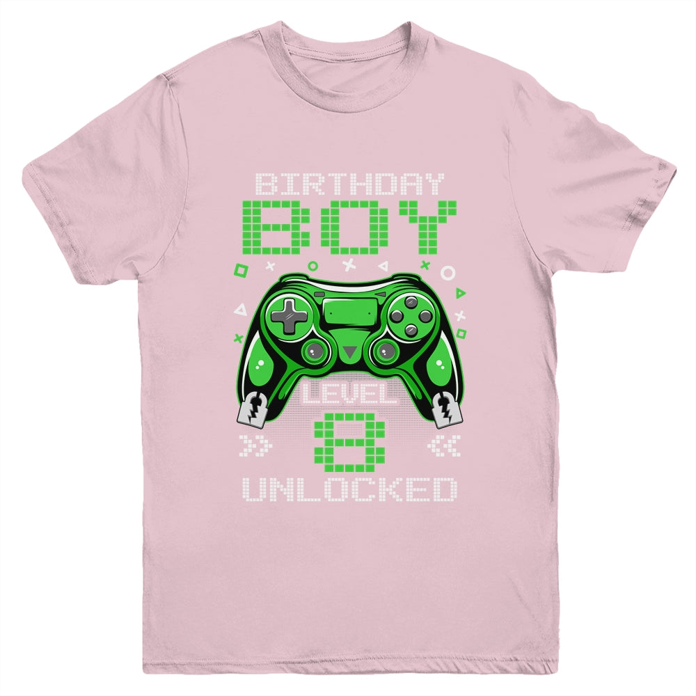 Level 8 Unlocked Awesome Since 2015 8th Birthday Gaming Youth Shirt | siriusteestore
