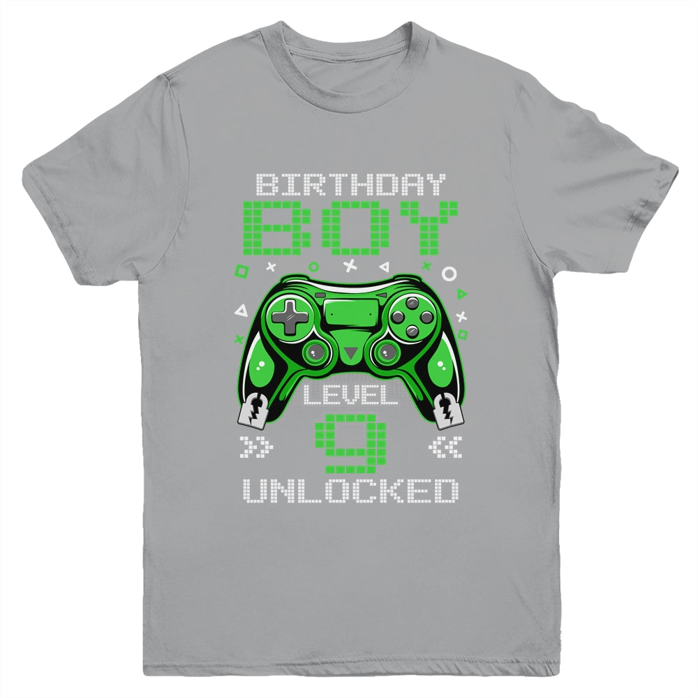 Level 9 Unlocked Awesome Since 2014 9th Birthday Gaming Youth Shirt | siriusteestore