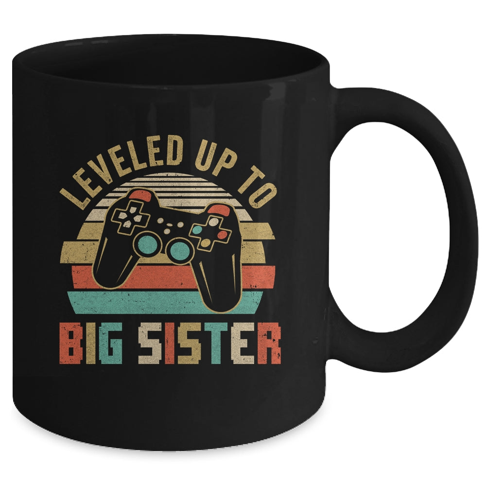Leveled Up To Big Sister Baby Announcement For Women Mug | siriusteestore