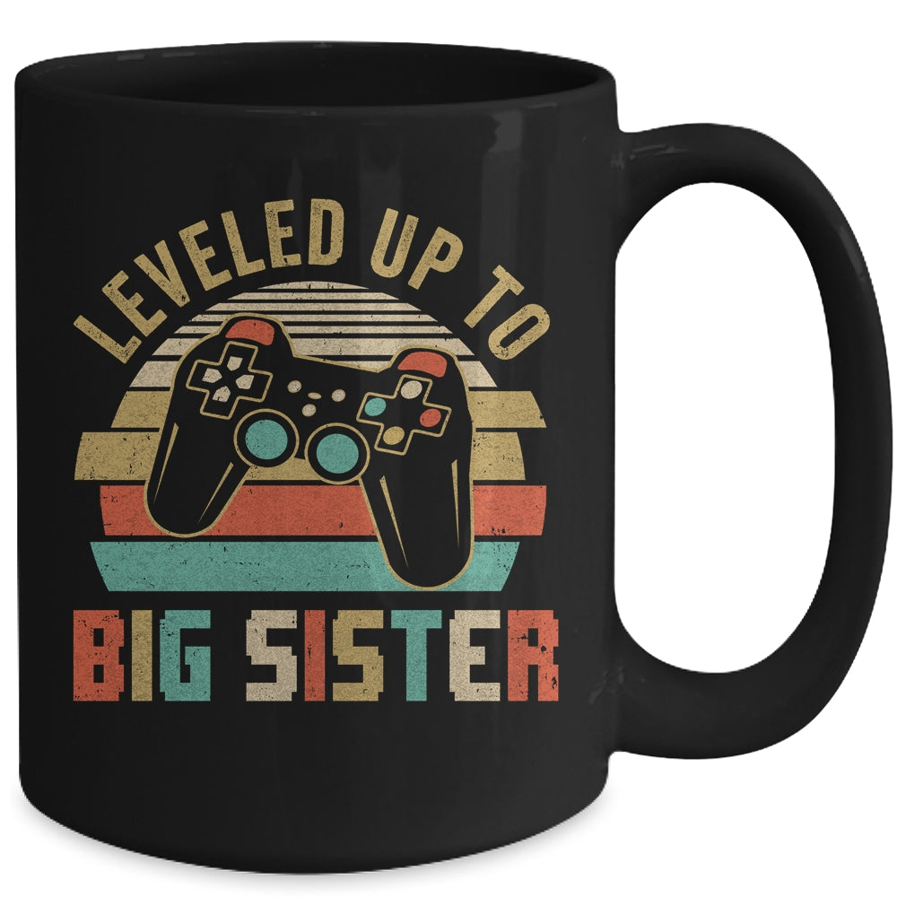 Leveled Up To Big Sister Baby Announcement For Women Mug | siriusteestore