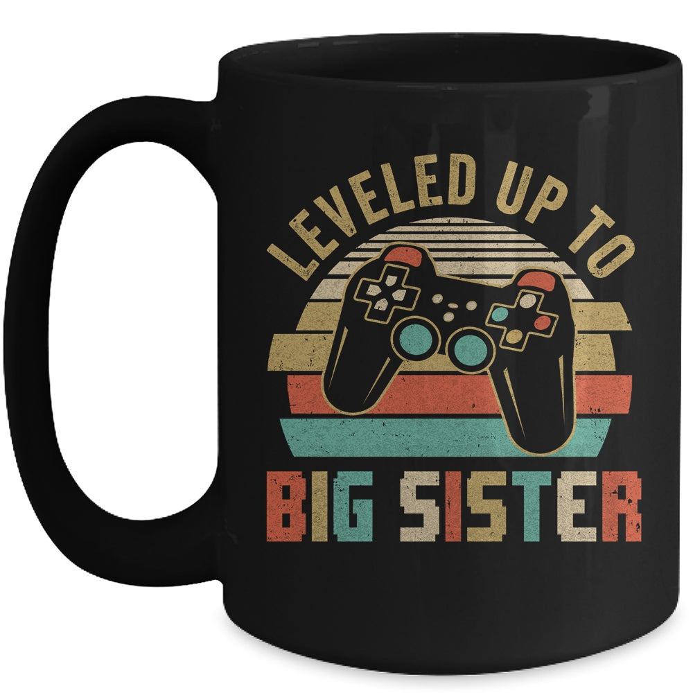 Leveled Up To Big Sister Baby Announcement For Women Mug | siriusteestore