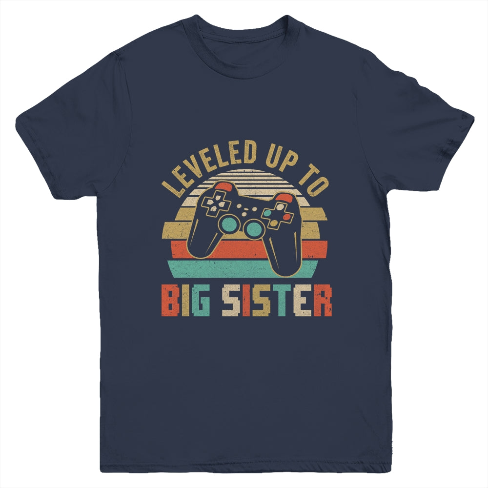 Leveled Up To Big Sister Baby Announcement For Women Youth Shirt | siriusteestore