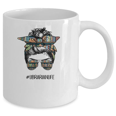 Librarian Teacher Messy Bun Life Book Library Back To School Mug | siriusteestore