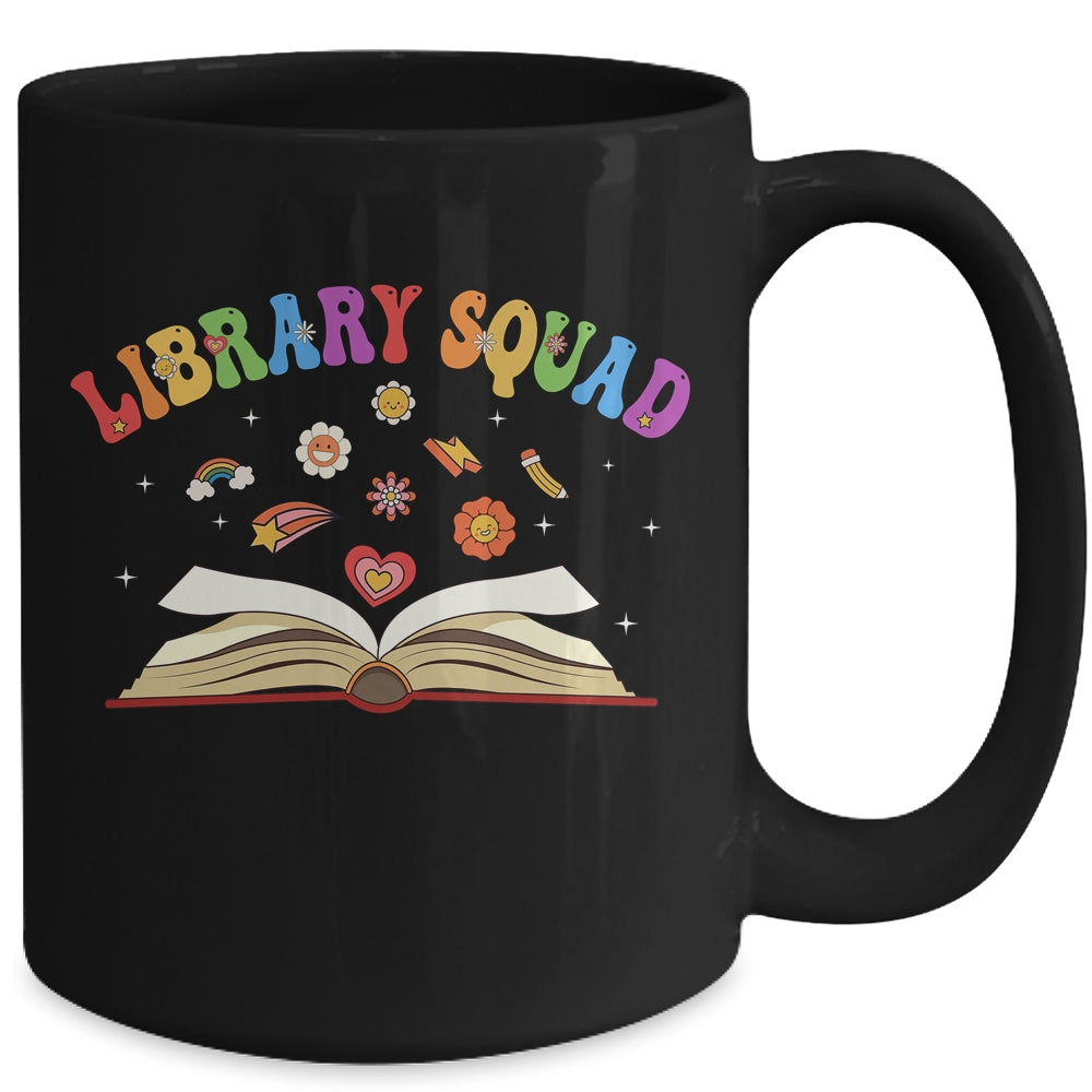 Library Squad Librarian Bookworm Book Lover Groovy Mug | siriusteestore