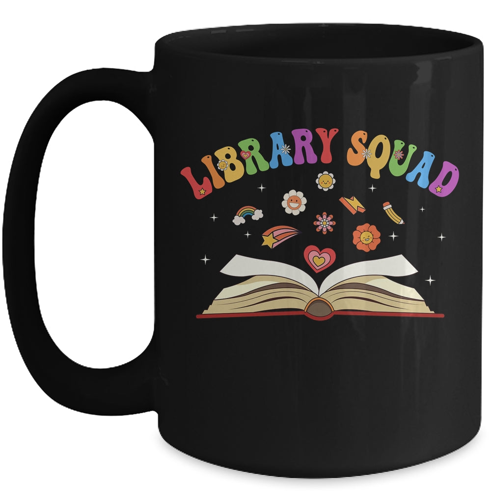 Library Squad Librarian Bookworm Book Lover Groovy Mug | siriusteestore