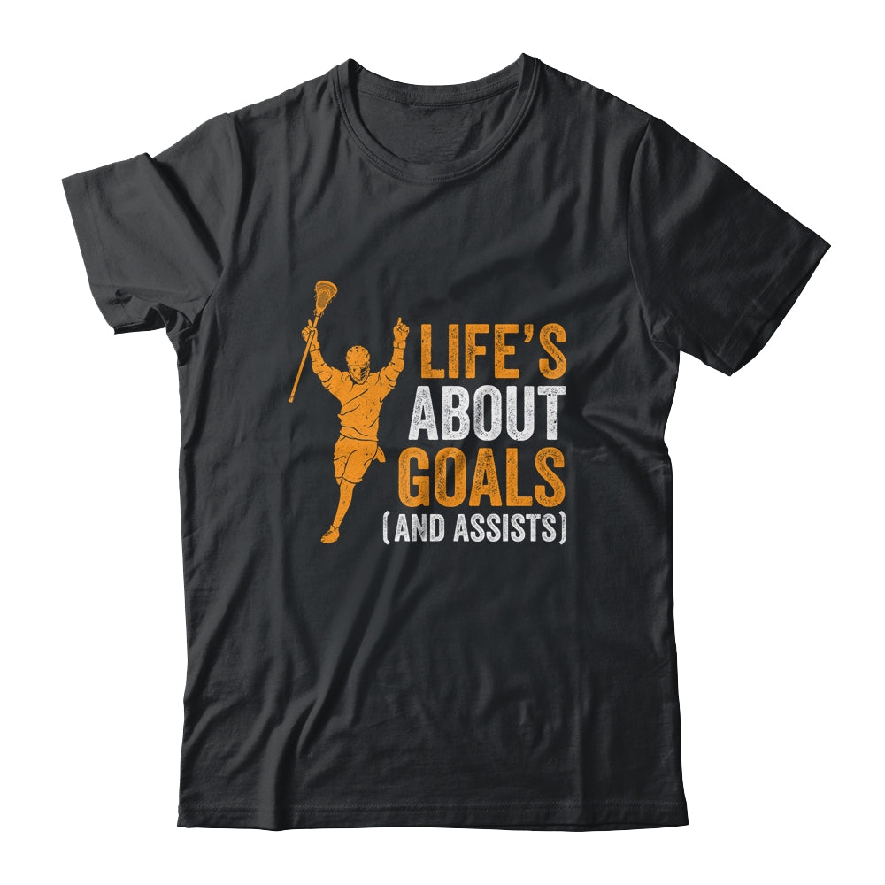 Life's About Goals Lacrosse For Boys Men Lacrosse Shirt & Hoodie | siriusteestore