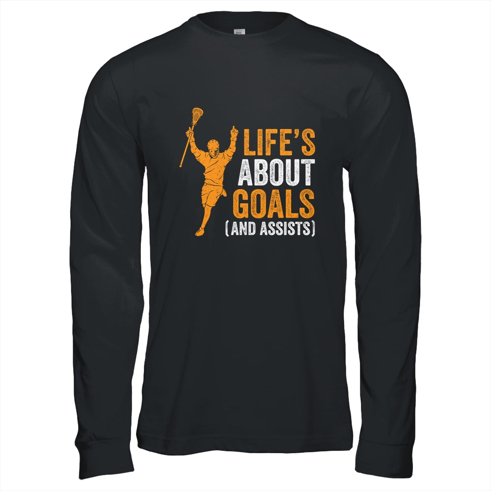 Life's About Goals Lacrosse For Boys Men Lacrosse Shirt & Hoodie | siriusteestore