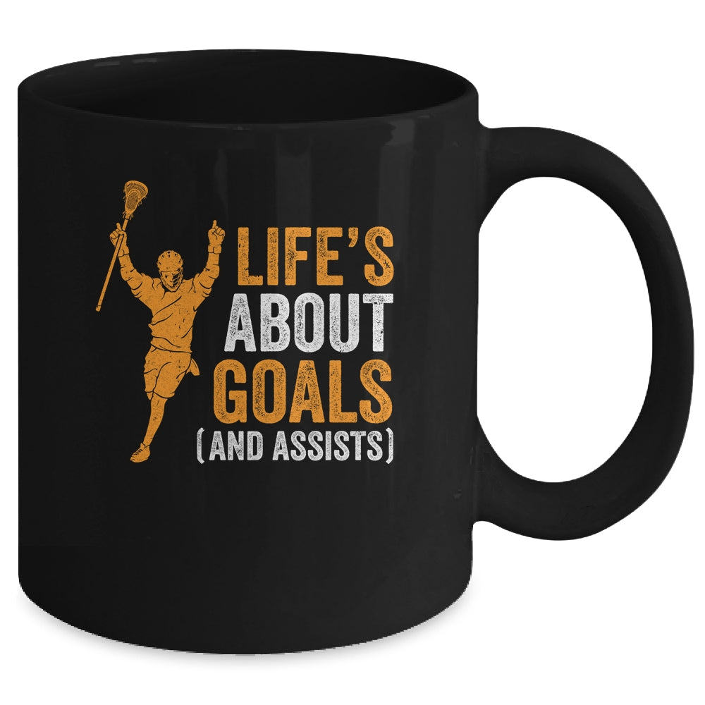 Life's About Goals Lacrosse For Boys Men Lacrosse Mug | siriusteestore