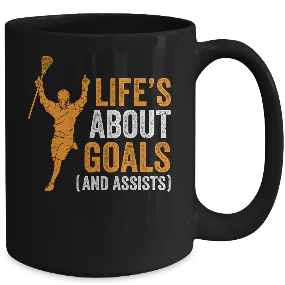 Life's About Goals Lacrosse For Boys Men Lacrosse Mug | siriusteestore