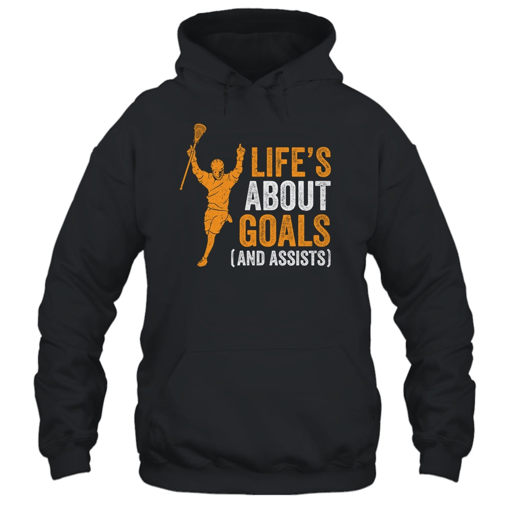 Life's About Goals Lacrosse For Boys Men Lacrosse Shirt & Hoodie | siriusteestore