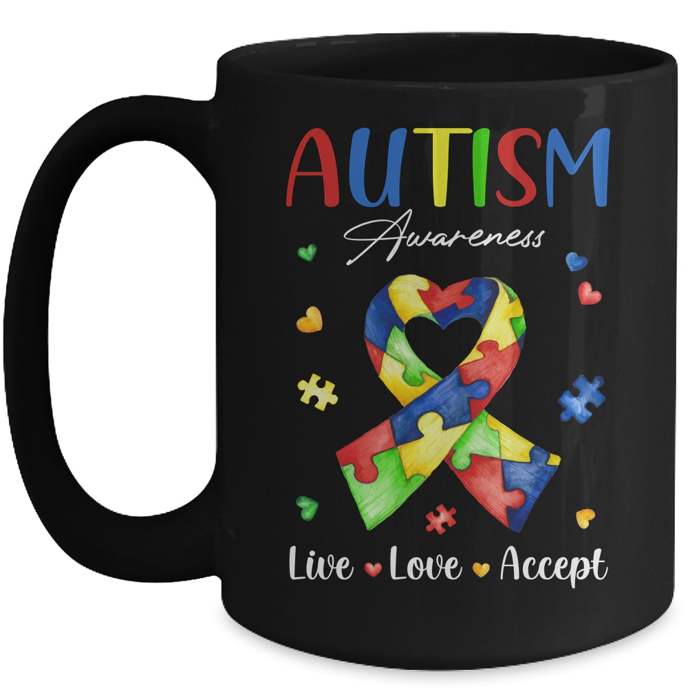 Live Love Accept Autism Awareness Month Mug | siriusteestore