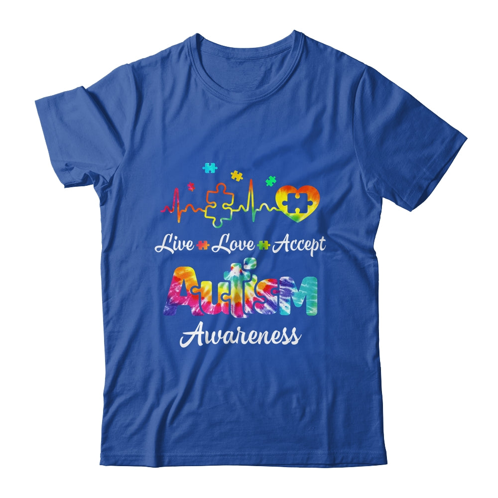 Live Love Accept Autism Awareness Support Acceptance Tie Dye Shirt & Hoodie | siriusteestore