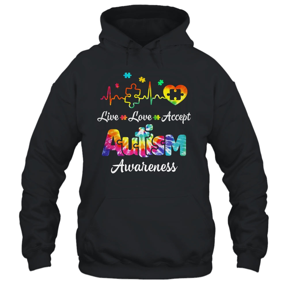 Live Love Accept Autism Awareness Support Acceptance Tie Dye Shirt & Hoodie | siriusteestore