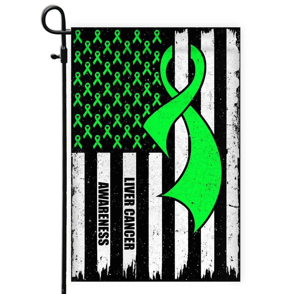 Liver Cancer Awareness America Flag Green Ribbon | siriusteestore