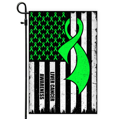 Liver Cancer Awareness America Flag Green Ribbon | siriusteestore