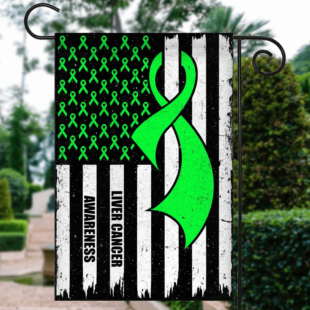 Liver Cancer Awareness America Flag Green Ribbon | siriusteestore