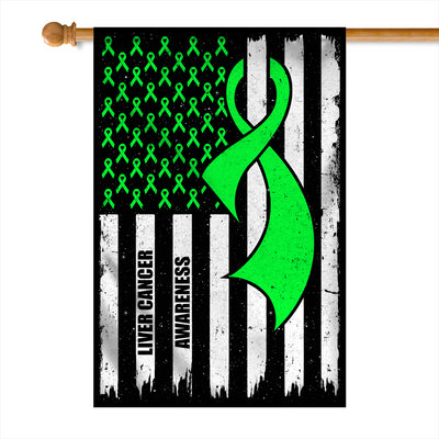 Liver Cancer Awareness America Flag Green Ribbon | siriusteestore